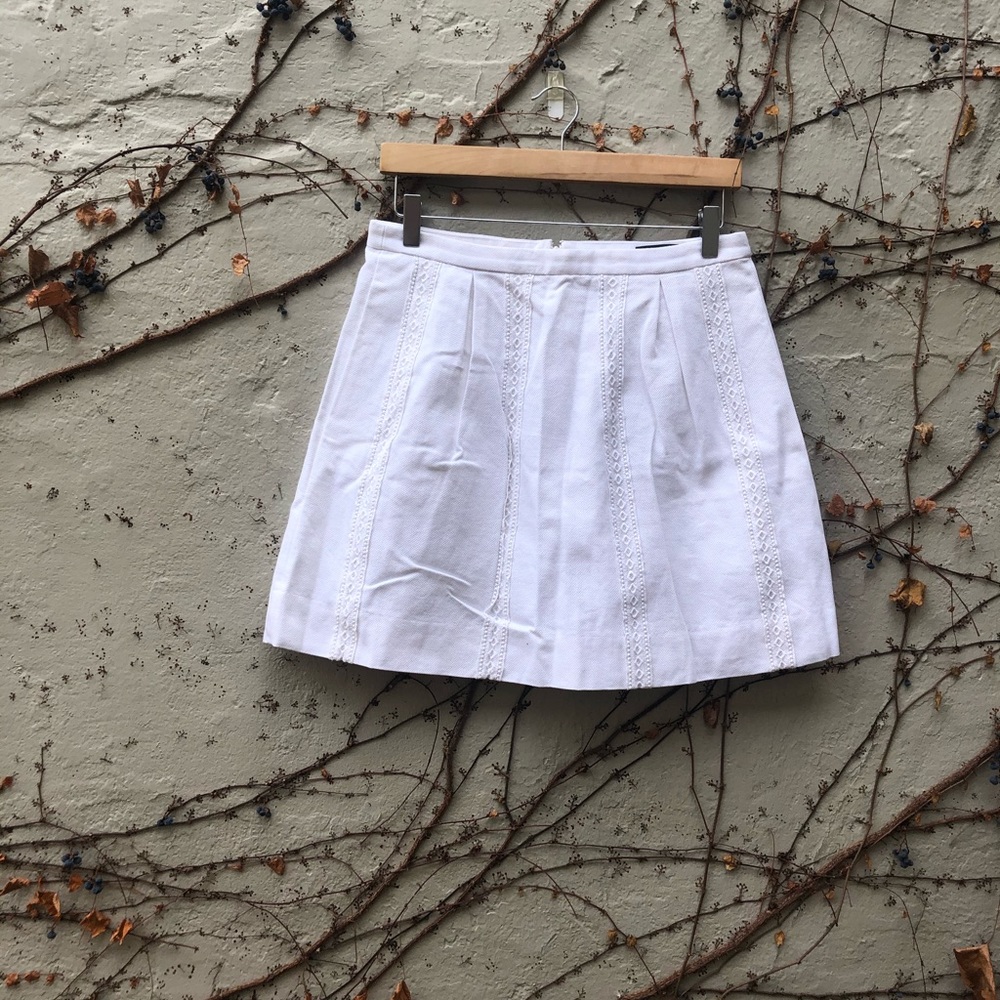 J. Crew White Pleated Skirt